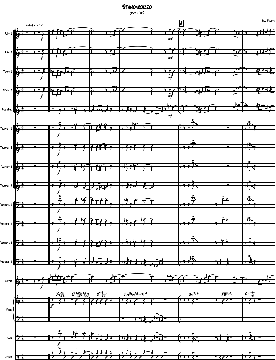 standardized big band chart