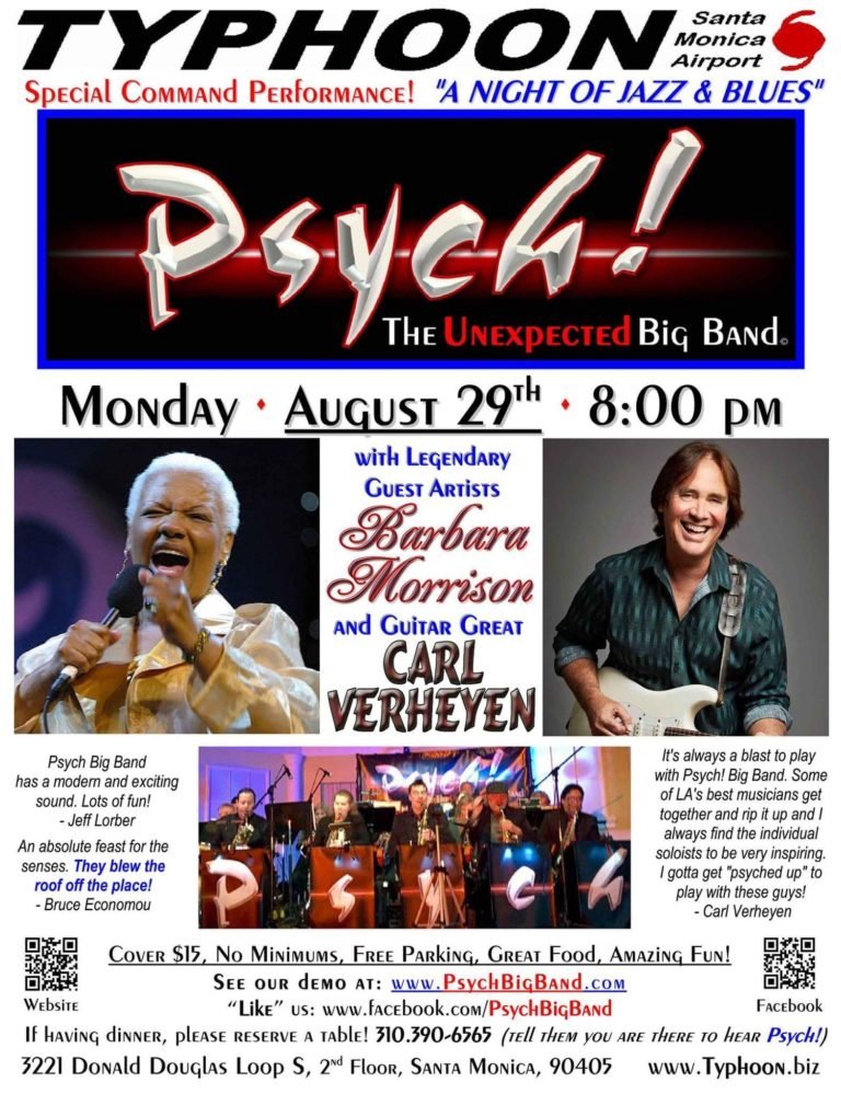 Psych! Big Band at Typhoon Santa Monica with Vocalist Barbara Morrison and Guitarist Carl Verheyen 8/29/16
