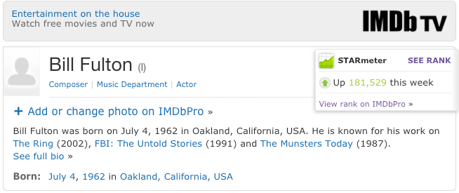bill fulton imdb starmeter