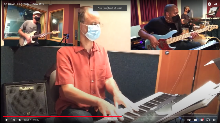 Bill Fulton on piano keyboard with Dave Hill group Live At ZeroBPM 20200813