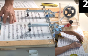 Sheet music taping/binding device/machine