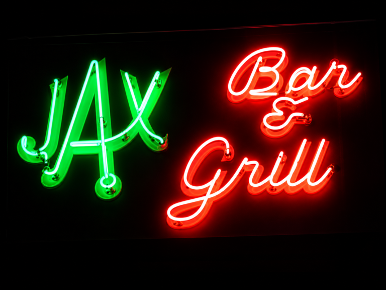 jax bar & grill neon sign