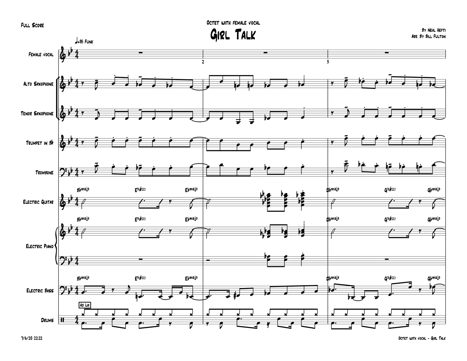 Girl Talk little big band with vocal arrangement by Bill Fulton