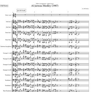 Bill Fulton’s Al Jarreau medley for tenor vocal, big band, strings, and rhythm section