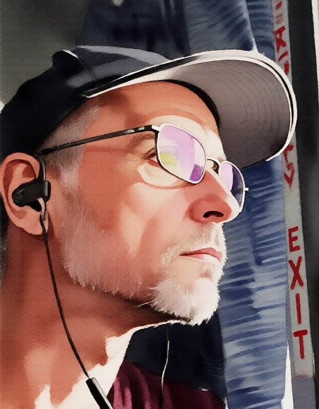 Bill Fulton on the train composing