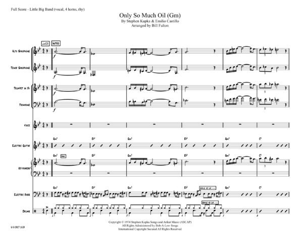 Only So Much Oil in the Ground little big band arrangement with vocal (Bbm)