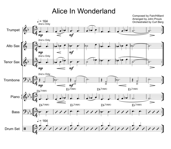 Alice In Wonderland little big band arrangement by Curt Berg