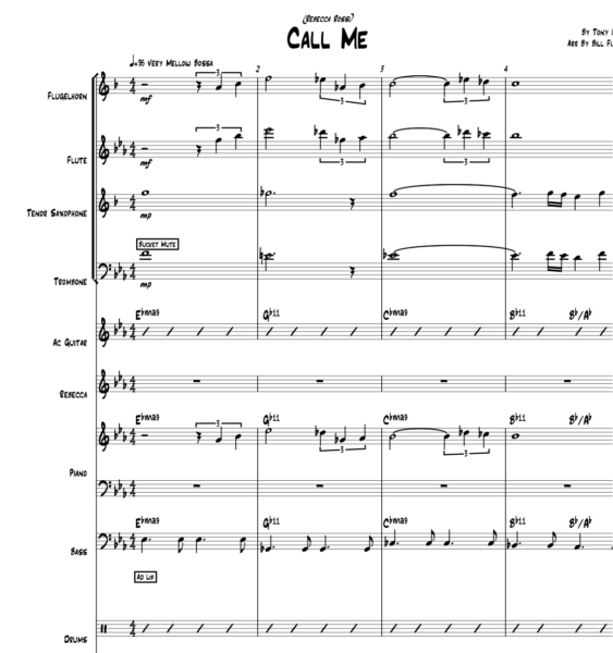 Call Me little big band with vocal arrangement by Bill Fulton