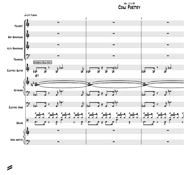 Cow Poetry little big band arrangement by Bill Fulton