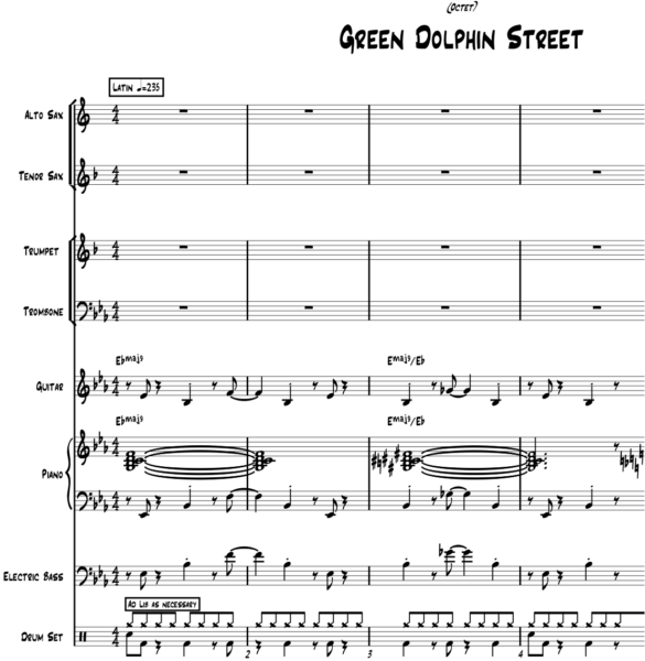 On Green Dolphin Street little big band arrangement (4 horns)