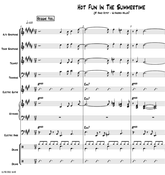 Hot Fun In The Summertime little big band with vocal arrangement by Bill Fulton