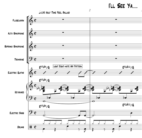 I’ll See Ya little big band arrangement by Bill Fulton
