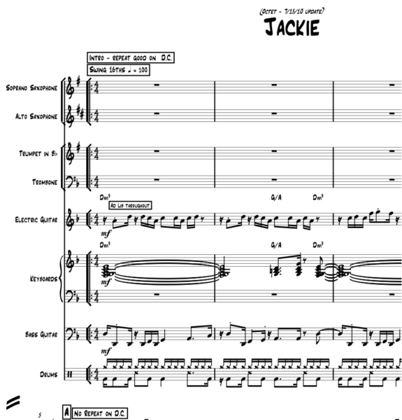 Jackie little big band arrangement by Bill Fulton