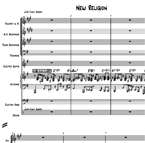 New Religion little big band arrangement by Bill Fulton