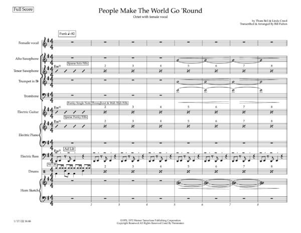 People Make The World Go Round little big band with vocal arrangement by Bill Fulton