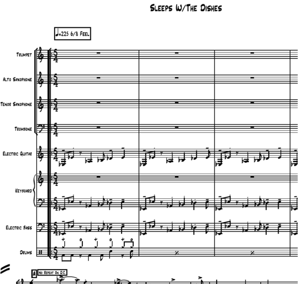 Sleeps with the Dishes little big band arrangement by Bill Fulton