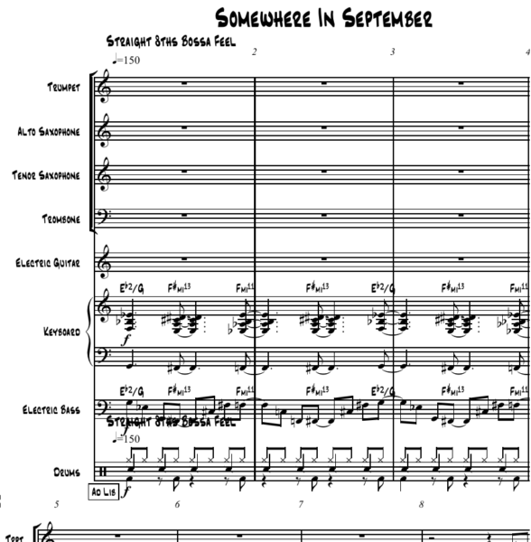 Somewhere in September little big band arrangement by Bill Fulton