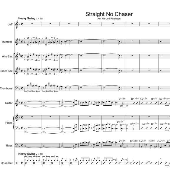 Straight No Chaser little big band arrangement by Bill Fulton