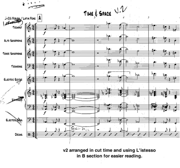 Time and Space little big band arrangement by Bill Fulton